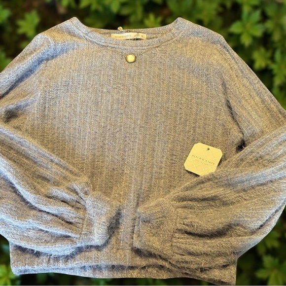 Altar'd State Sweaters - Altar'd State “Elm Eyelash” Lilac Blue Sweater & Sterling Silver MOP Necklace